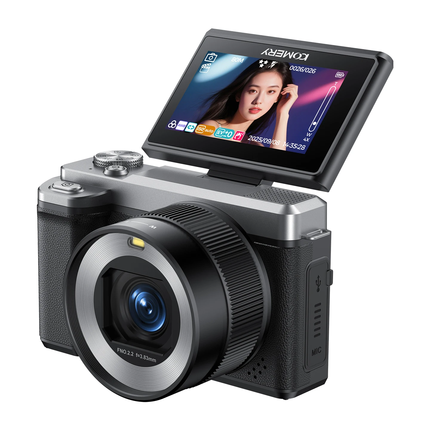 Digital Camera CCD Front and Rear Dual Lens Portable Digital Camera 18X ...