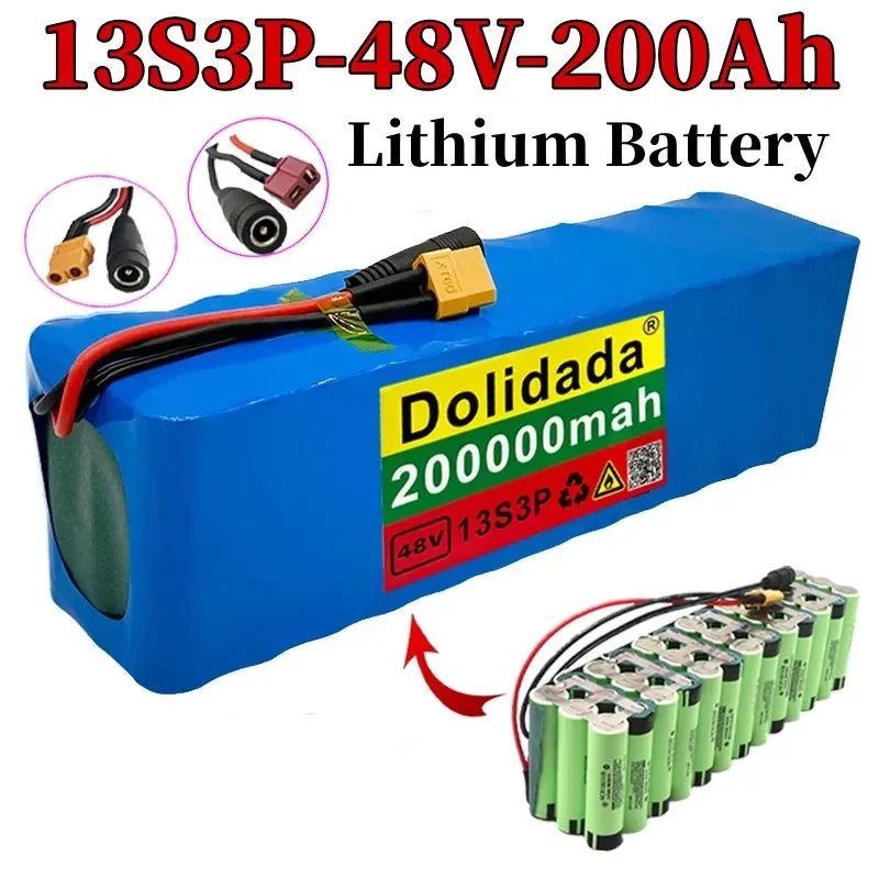 

Free Shipping 48V200ah 13S3P 48V Lithium Ion Battery 200Ah For 54.6V Electric Bicycle Electric Scooter with Reinforced Bms