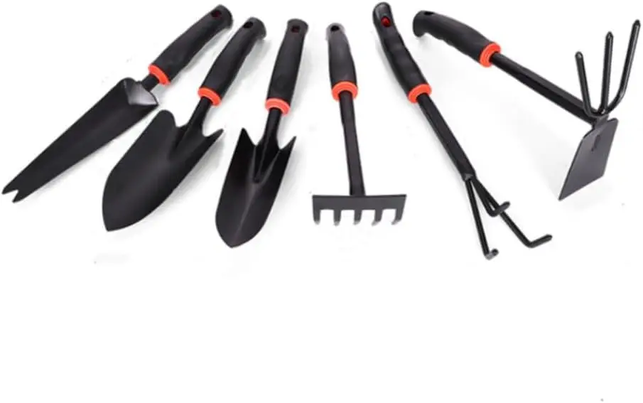 Garden Tool Set, 6 PCS Heavy Duty Gardening Tool Set with Rubber , Rake Shovel Outdoor Hand Tools Set, Comb Gifts for Se