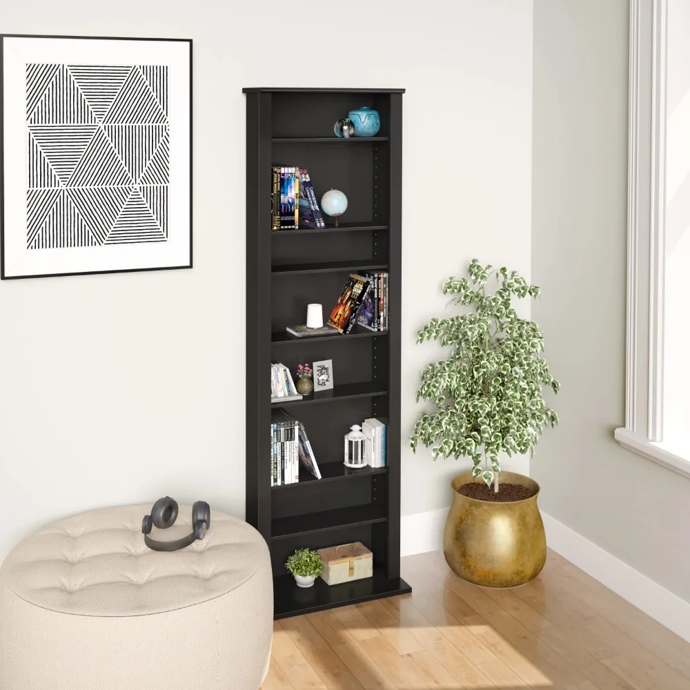 

Barrister Media Tower With Adjustable Shelves Storage Shelf Black Bookcase Cabinets for Living Room Bookshelf Library Book Home