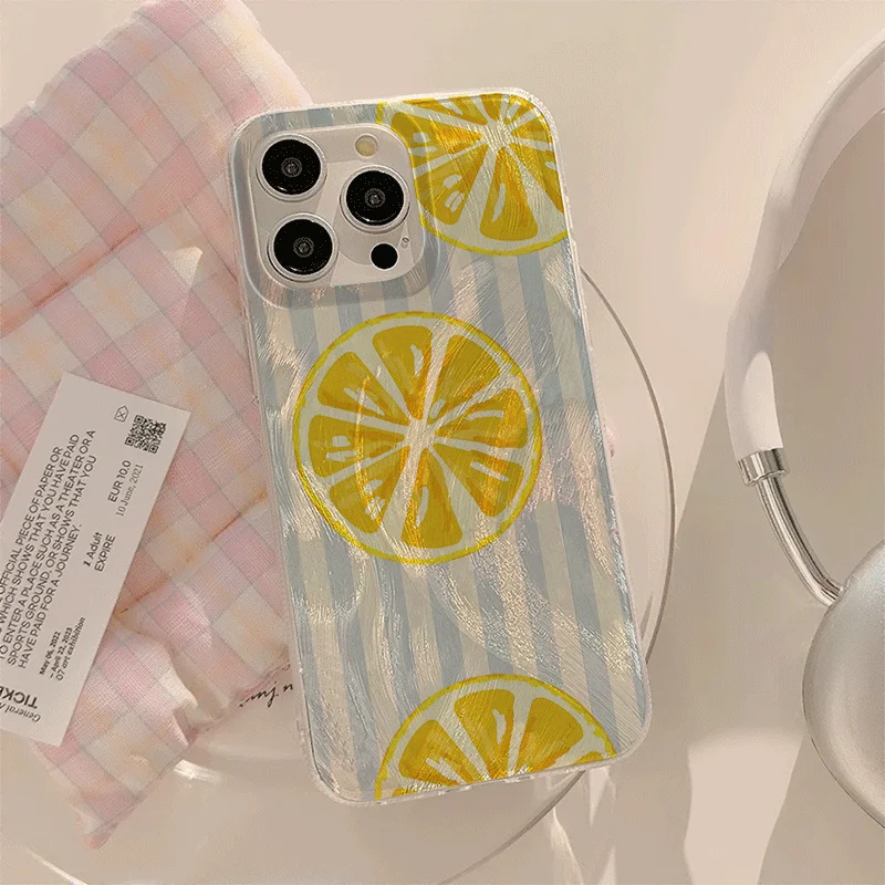 Summer Fresh Lemon Print Shockproof Phone Case