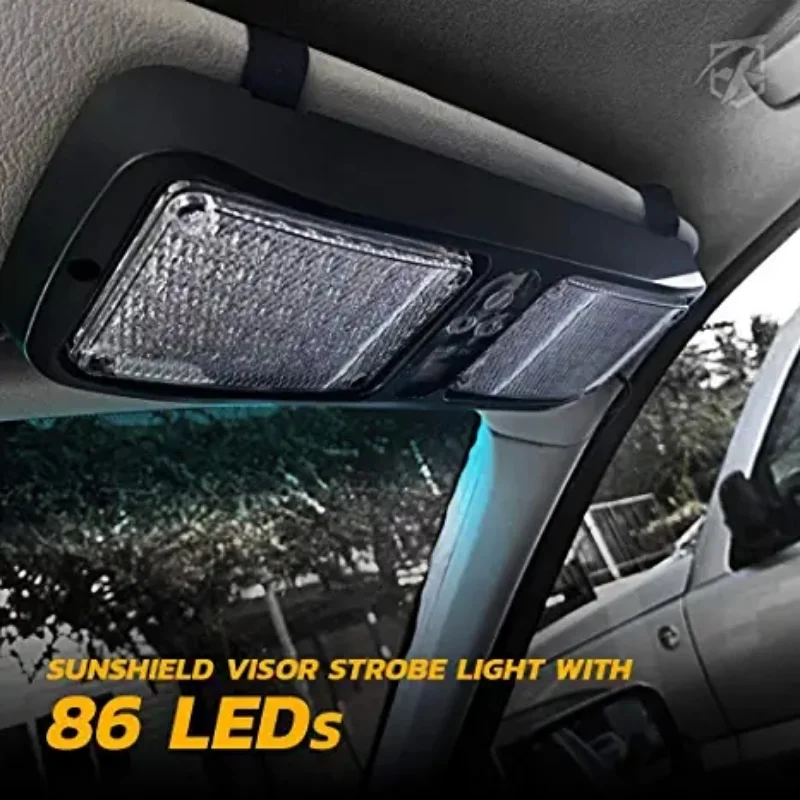 LED 자동차 바이저 스트로브 점멸등 실내 앞유리 차양판 비상 경고등 선바이저 패널 DC 12V 12가지 모드