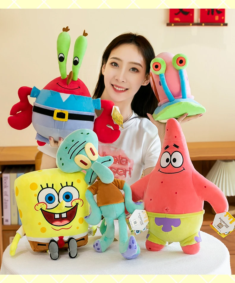  Original Peluche Spongebob Patrick Star Eugene H. Krabs Gary the Snail Plush Toy Throw Pillow Cute Plushies Decorations Gift