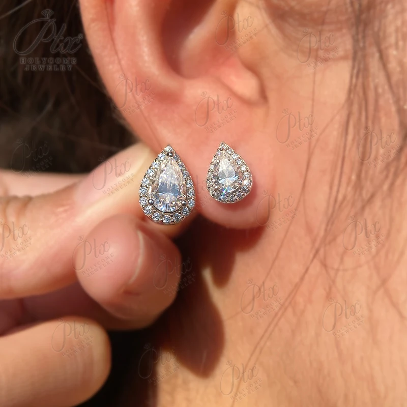 Damen-Set mit Brillant-Birnenschliff, D-weißer Moissanit-Diamant, Halskette und Ohrring-Set, GRA, S925-Sterlingsilber, Schmuck, Hochzeitsgeschenk – Detail 6