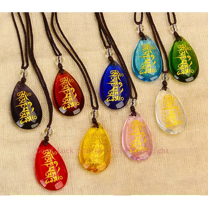

9P Greco-Buddhist pocket travel Exorcise evil spirits Almighty talisman GUANYIN Om mani padme hum Mantra crystal Pendant Amulet