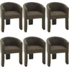 Modern Boucle Dining Chairs Set of 6 Barrel Sherpa Chair, Upholstered Accent Chair with Arms Comfy Side Chair Accent Chair 1