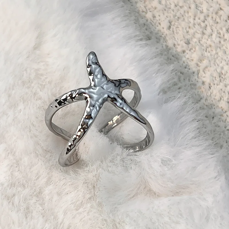 316l Stainless Steel Ocean Series Rings Sea Star Conch Crab Butterfly Opening Ring for Women Waterproof Hypoallergenic Jewelry