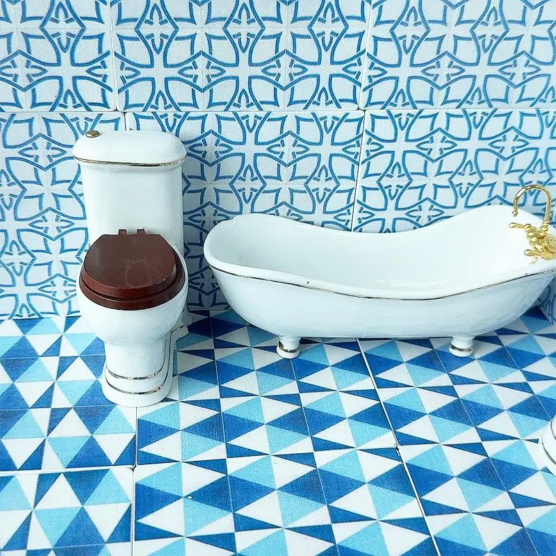 1Pcs 1:12 Dollhouse Miniature Square Wooden Floor Model Bathroom Living Room Decoration Toy Doll House Accessories