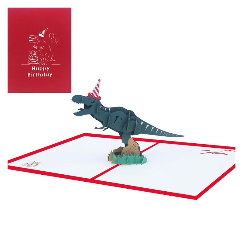 3D Dinosaur Pop Up Birthday Card, Birthday Hat, Candy Cake, Girlfriend, Wife, Dad, Party Invitation, Greeting, Anniversary Gifts