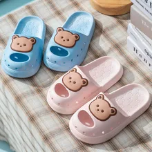 

Home Indoor Non-slip Soft Bottom Children's Slippers Summer Outdoor Boys Cartoon Bear Solid Slippers Kids Fashion Girls Sandals