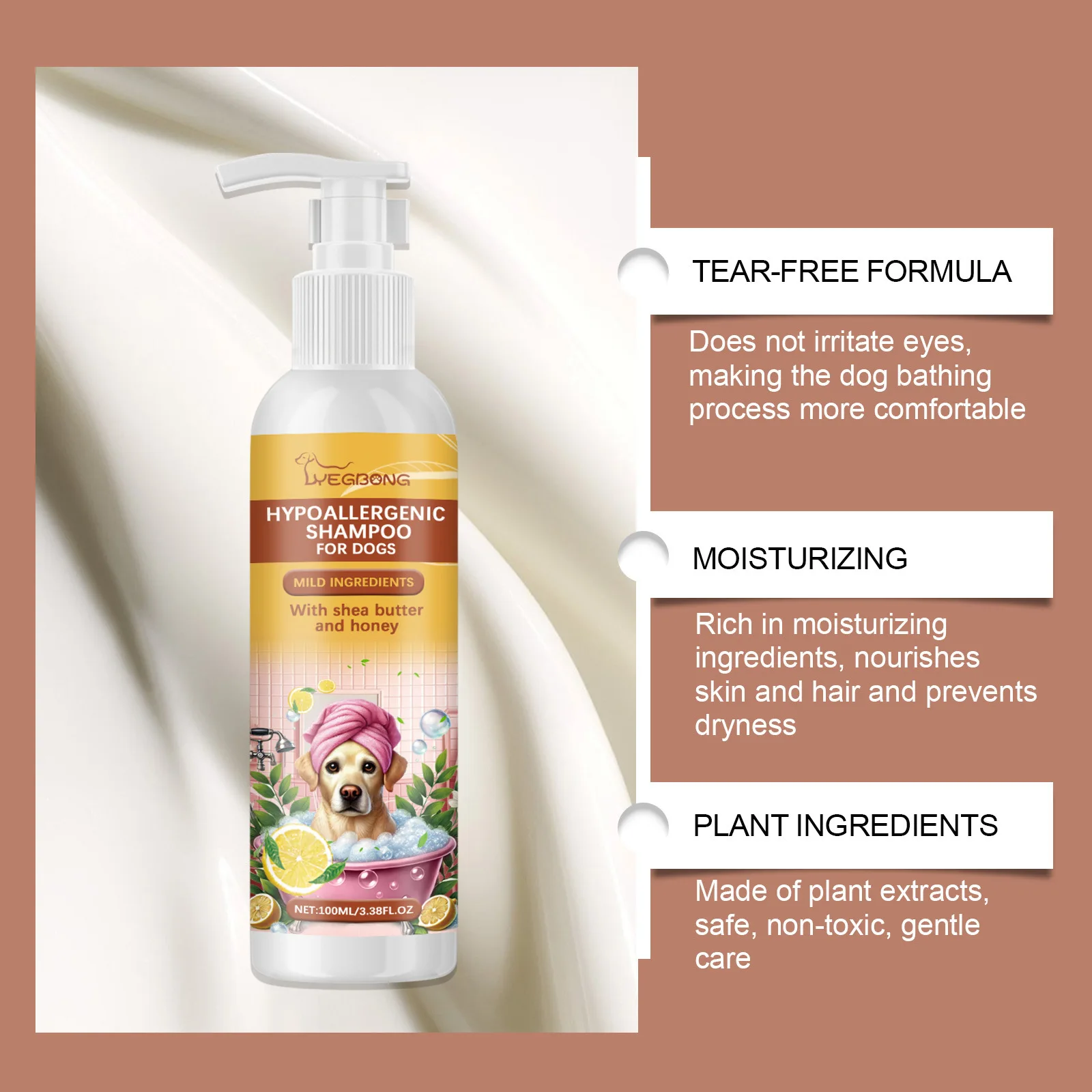 Dogs Cats Shampoo Fragrance Bath Wash Hair Softening Itchy Skin Relief Remove Mites Dirts Natural Moisturizing Pet Shower Gel