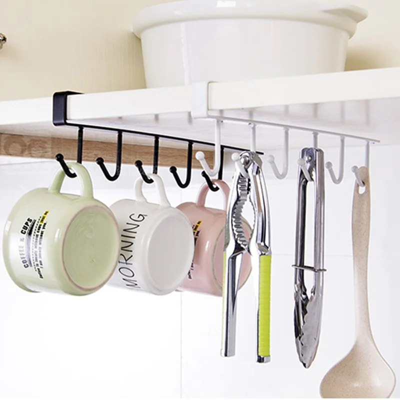 6 Hooks Kitchen Accessories Shelf Storage Hooks Clothes Hanging