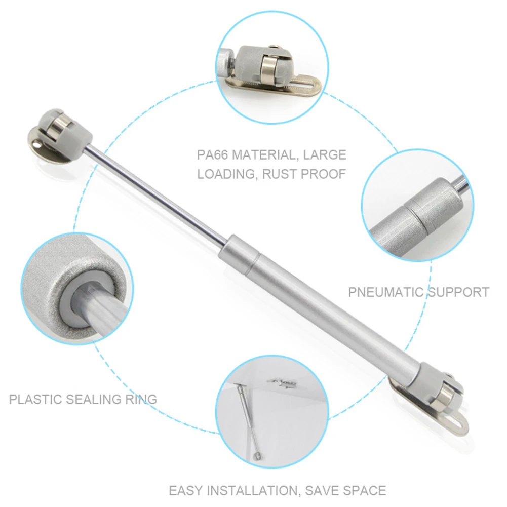 2pc 80N/100N Pneumatic Support Furniture Hinge Cabinet Door Hinge Silent Hydraulic Lift Support Stay Soft Close Open Cabient Hardware