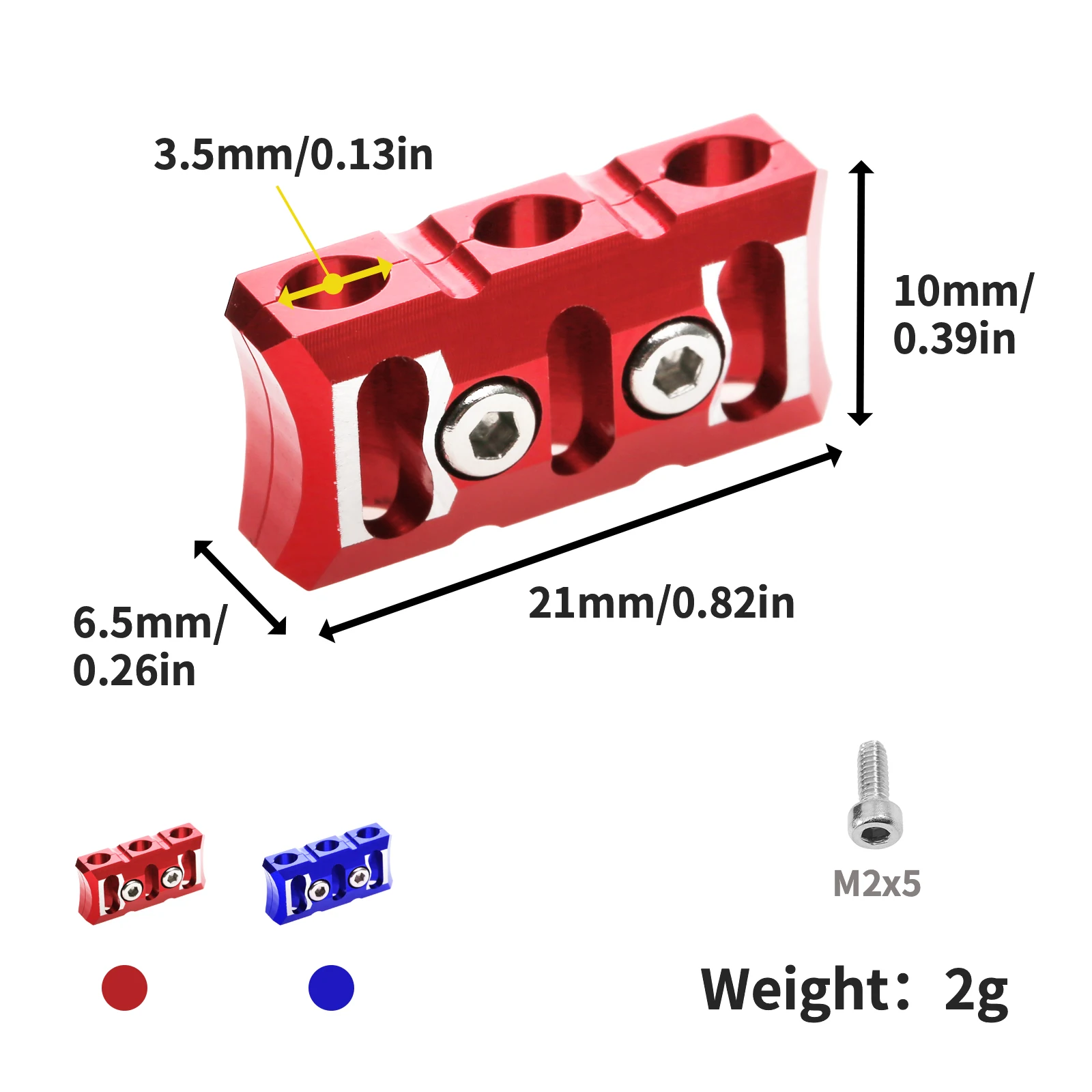 Pince de fixation pour câble moteur ESC en alliage d'aluminium, installée sur un RC rock crawler avec câbles 8-12 AWG