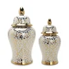 Gold Leopard Print Ceramic Jar General Jars Ginger Storage Porcelain Handicraft Ornaments Home Decoration Vases Pots 1