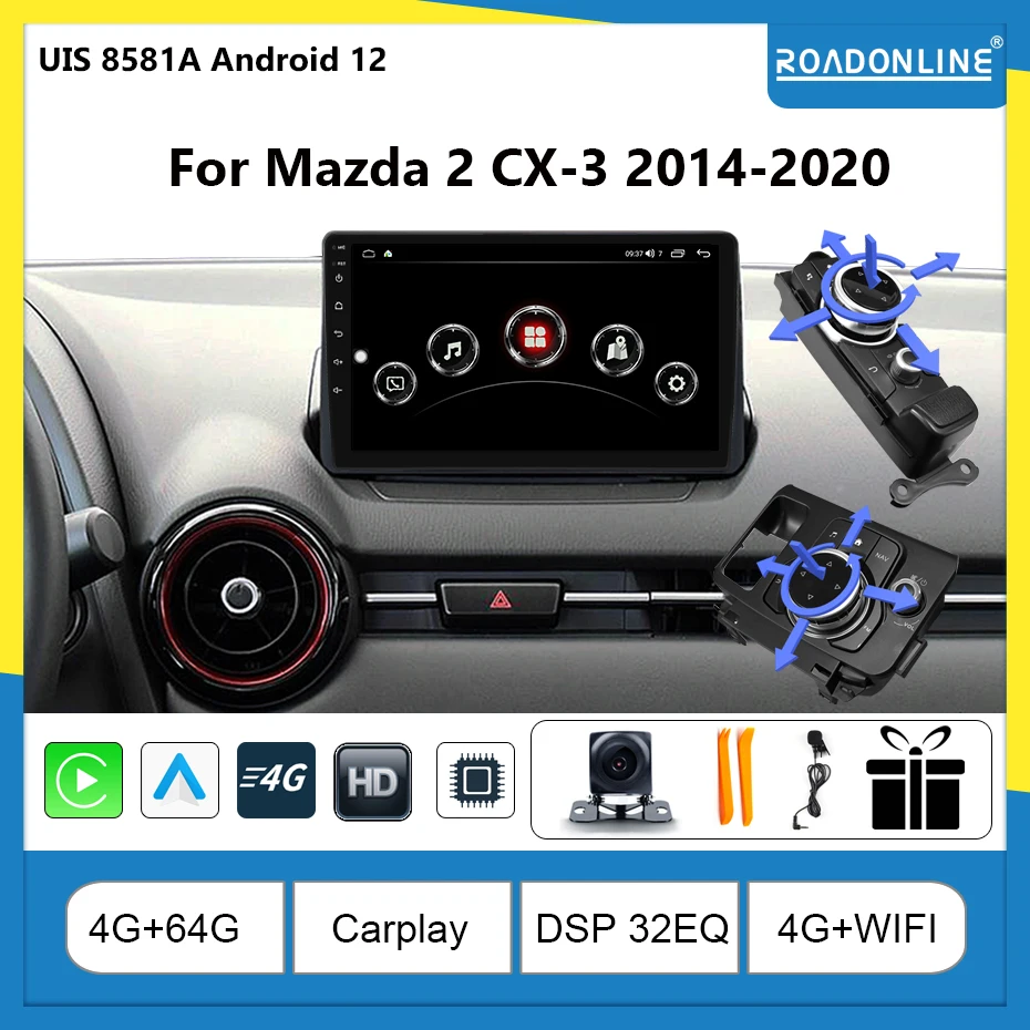 

For Mazda 2 CX-3 2014-2020 Octa-core Car Navigation CarPlay Car Radio Multimedia Video Player GPS Four-way control joystick