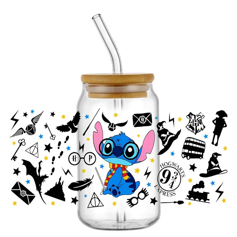 Sticker Cups Miniso Disney stitch 16oz DTF Cool Personalize UV Wrap Transfer Custom Labels DIY Logo Self-adhesive
