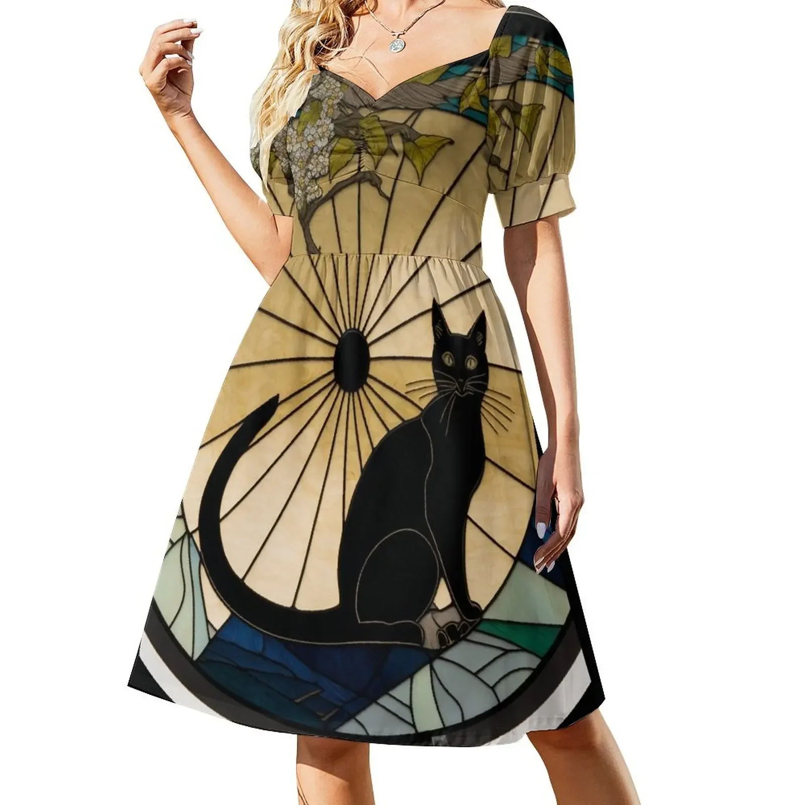 thumbnail image 1 of Vestido sin mangas con rueda de bicicleta de otro mundo 02, elegante y chic, para boda, noche, verano, 1 of 7