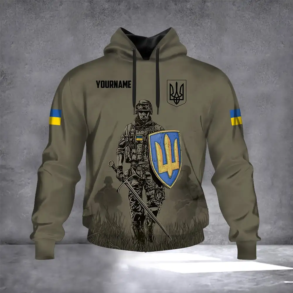 

Ukrainian Trident Men's Camouflage 3D Hoodie Military Style Sweatshirt Veterans Flag Clothing Oversized Harajuku Badge Hoodie