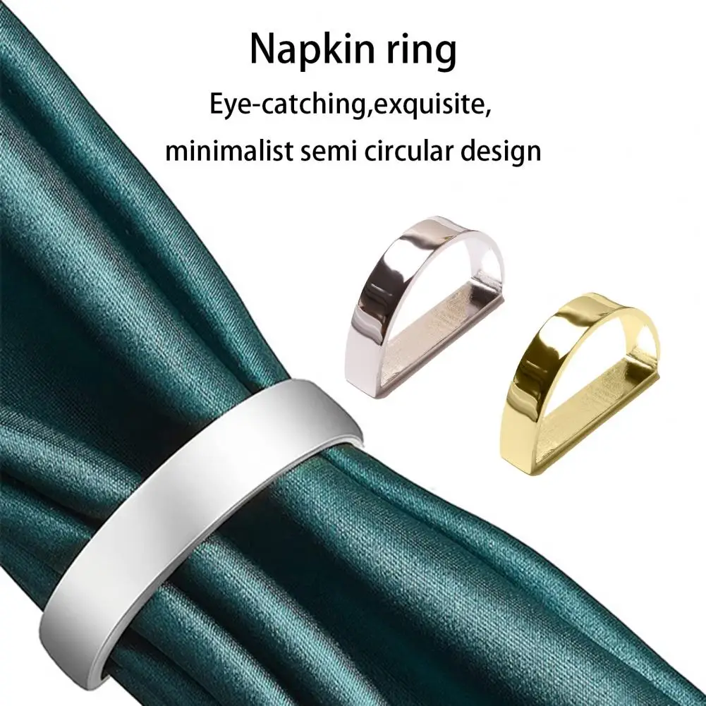 12Pcs/Set Fashion Napkin Buckle Napkin Holder High Gloss Elegant Golden Silver Color Sturdy Tissue Ring Table Decoration