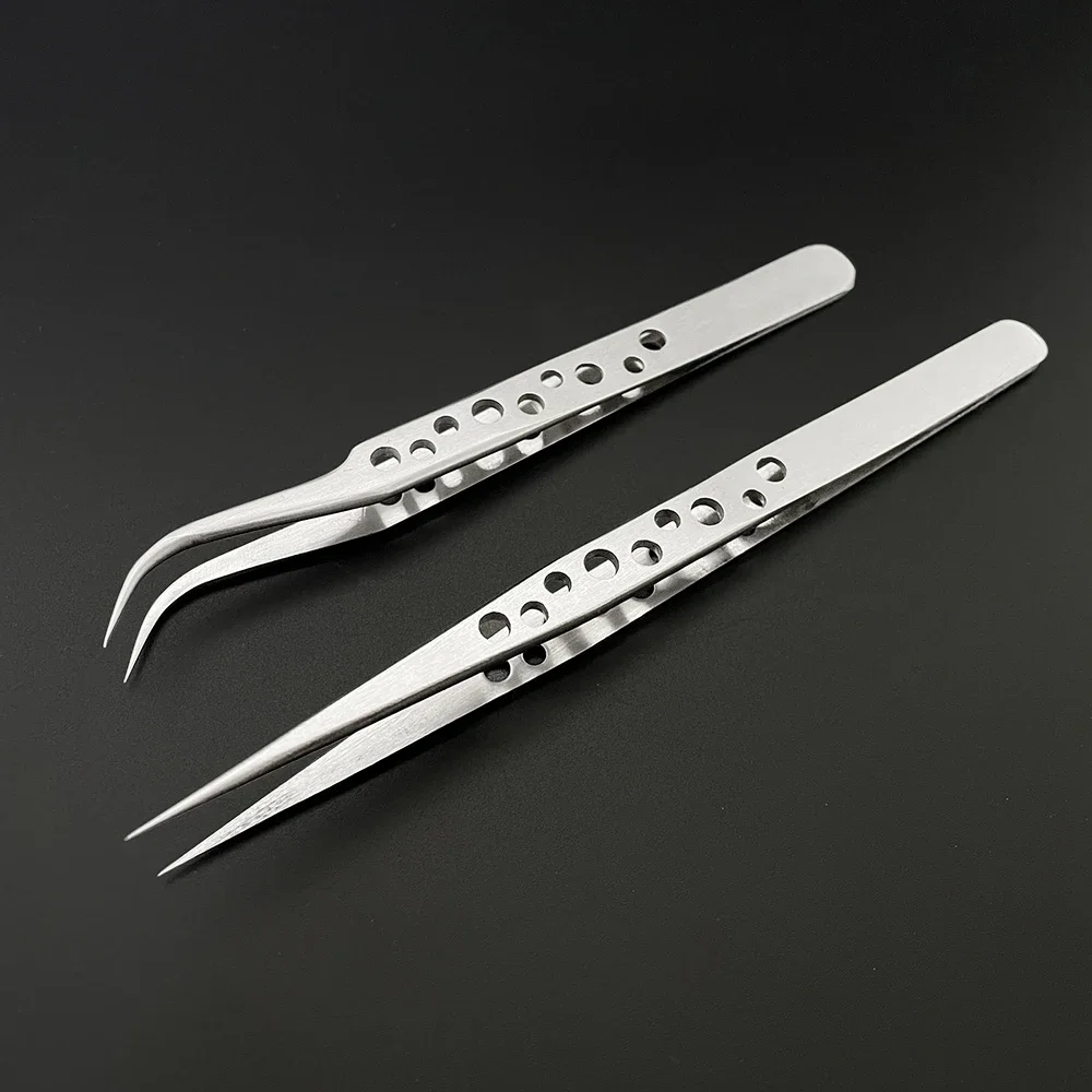 Industrial Tweezers Electronics Anti-static Curved Straight Tip Precision Stainless DIY Hand Tools Sets Forceps Phone Repair 1