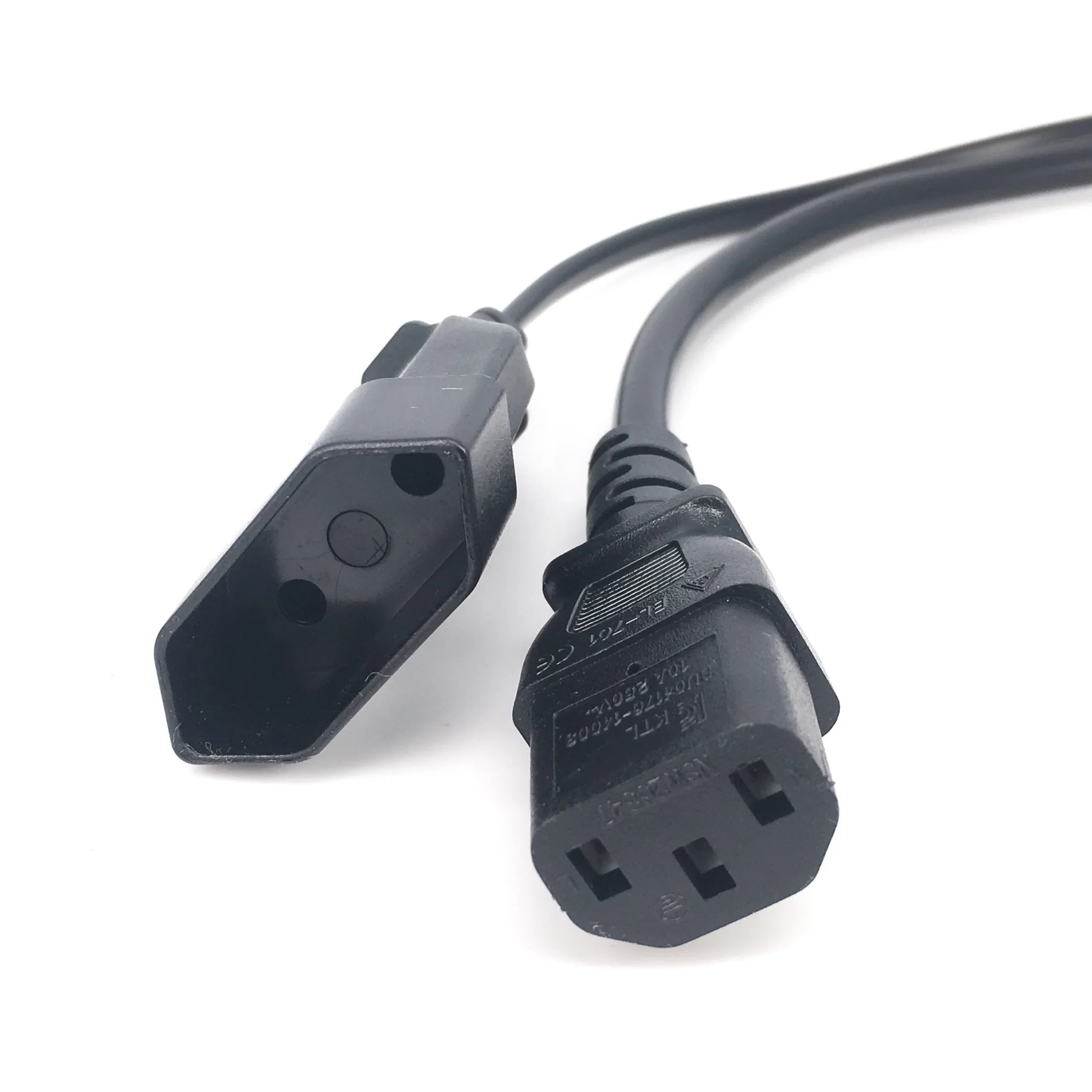 Power Cable Power Cord IEC320 3 pin C14 TO Male C13+2 hole EU 4.0mm Female socket AC power cord 0.3m Y Type Splitter Power Cord IEC320 3 pin C14 TO Ma
