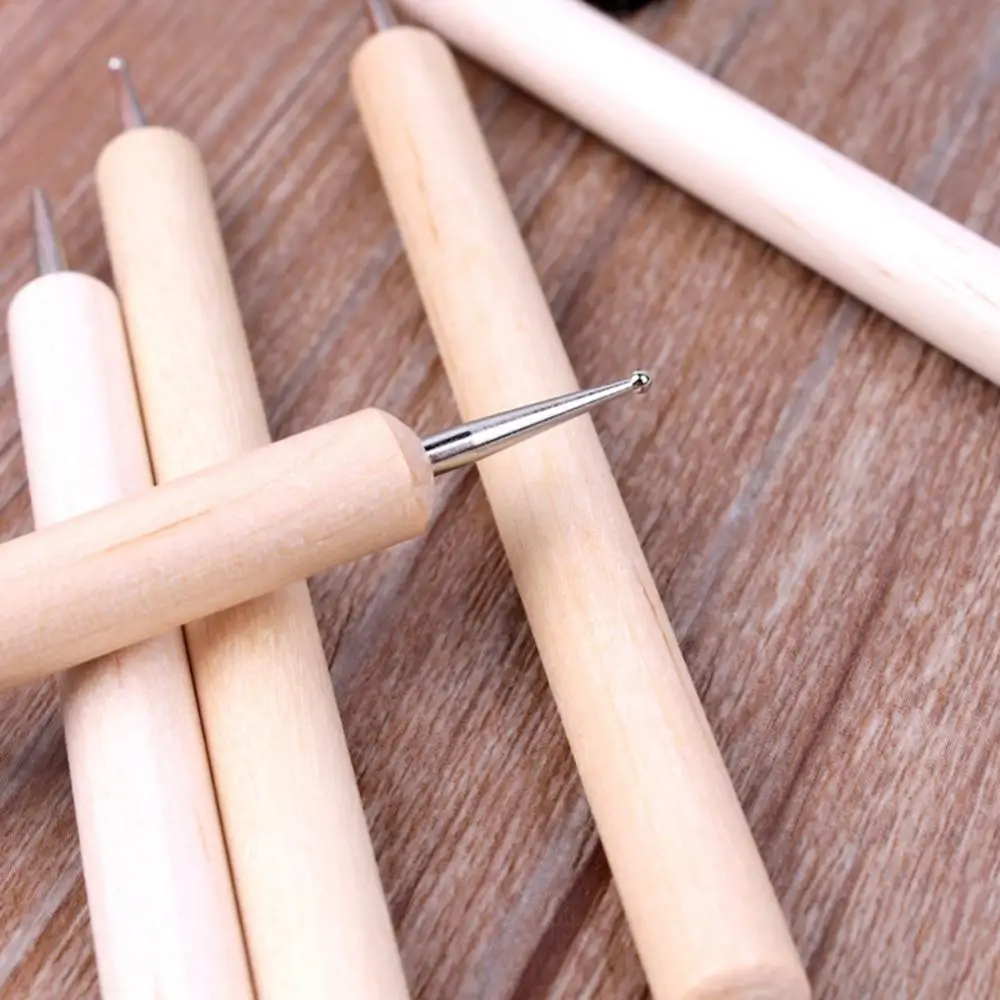 Pro 2-Way Wooden Nail Art Dotting Dot Pen Painting DIY Manicure Tool 5Pcs/Set nail art tools nail art pen