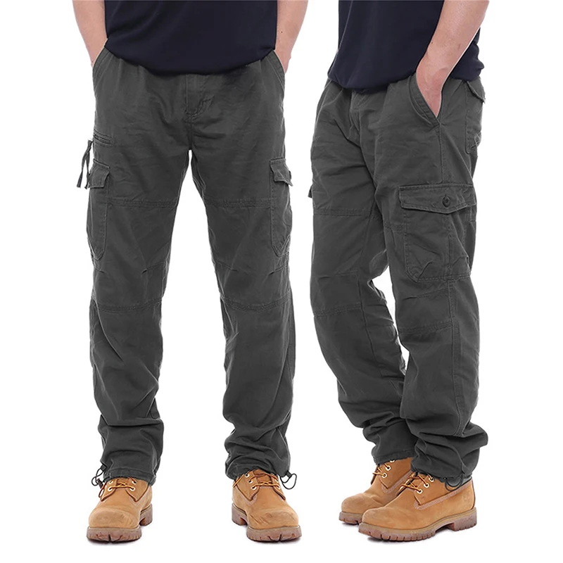 

Men Cargo Pants with Pockets Plus Size 5XL Solid Color Loose Elastic Jogger Sweatpants Casual Trousers Spring Autumn Streetwear