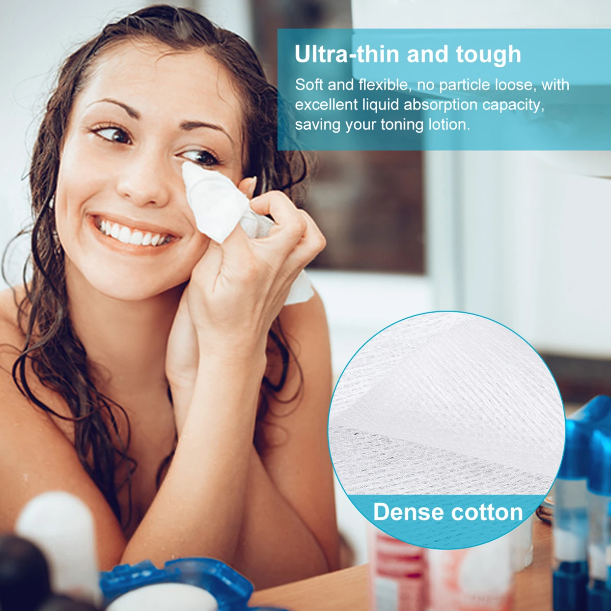 Cotton Face Wipes 300pcs White Non-Woven Lint-Free Cotton Paper Wipes Makeup Tools NonWoven Gauze Sponge Used For Wound Care Cotton Makeup Wounds