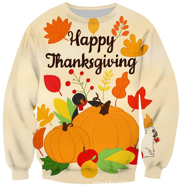 Stay warm and stylish this autumn with the Happy Thanksgiving Day Sweatshirt