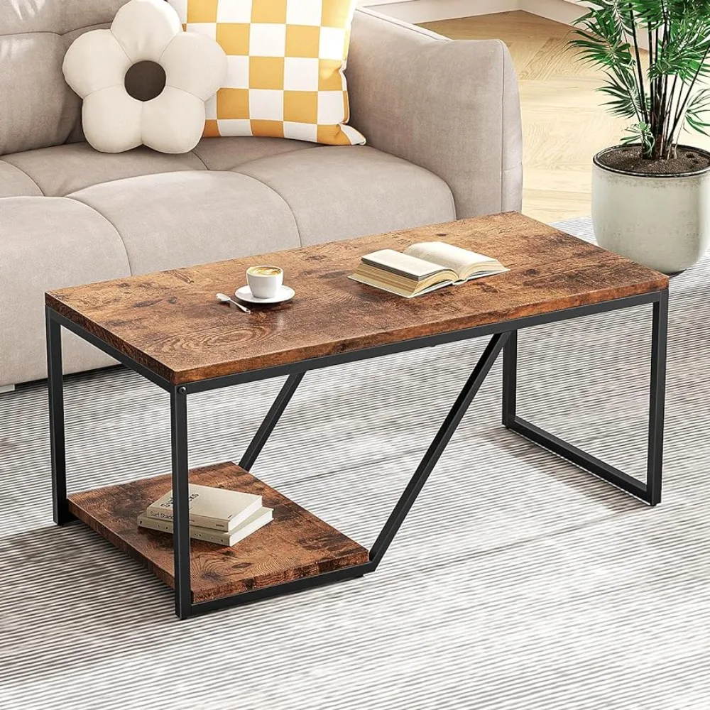

Gold Coffee Table Marble 2-Tier Industrial Rectangle Rustic Coffee Table for Living Room Small Spaces Dining Room Sets Furniture