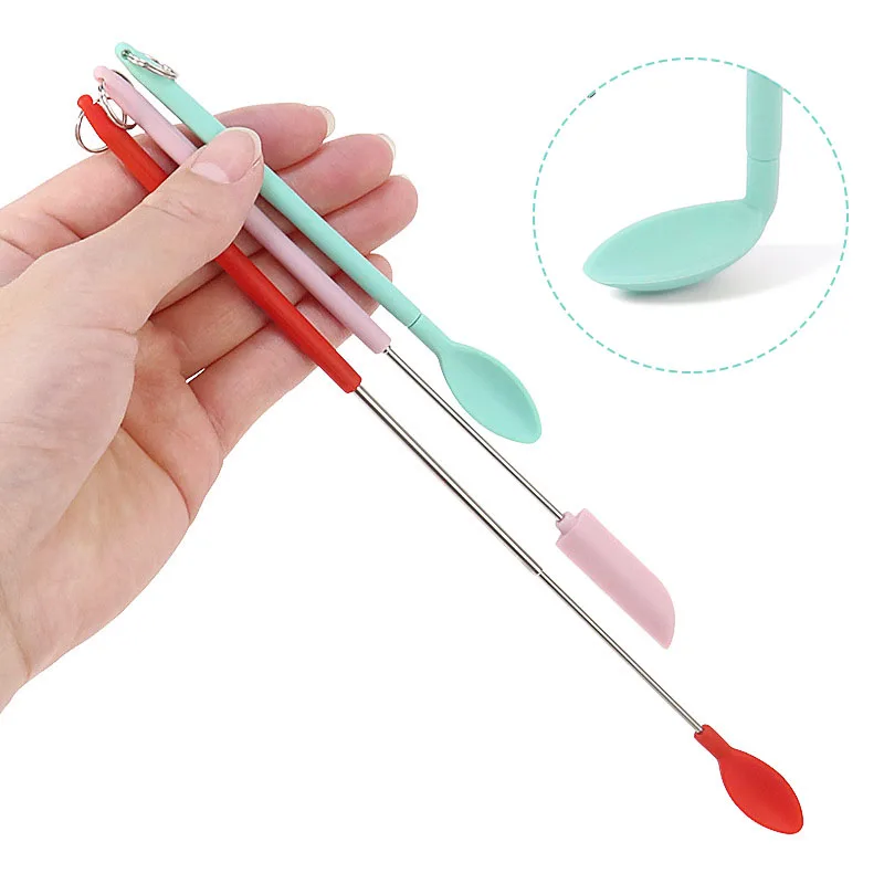 MiniRetractableSiliconeScraperJamDeepBottleScraperSpoonSpatula