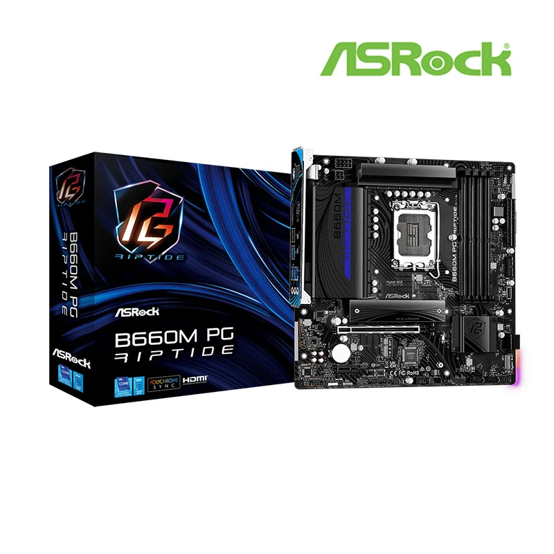  Материнская плата ASROCK B660M PG Riptide Новая DDR4 Micro ATX Intel B660 DDR4 PCIe 4,0x16, USB 128 gen 1700G ЦП 12 gen LGA