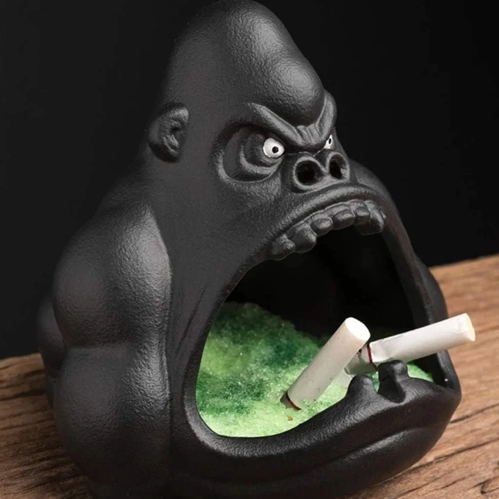 Creative Ceramic Cartoon Gorilla Orangutan Ashtray Anti-flying Ash Home Ornament Accessories Decoration cigarettes ashtray,ceramic ashtray