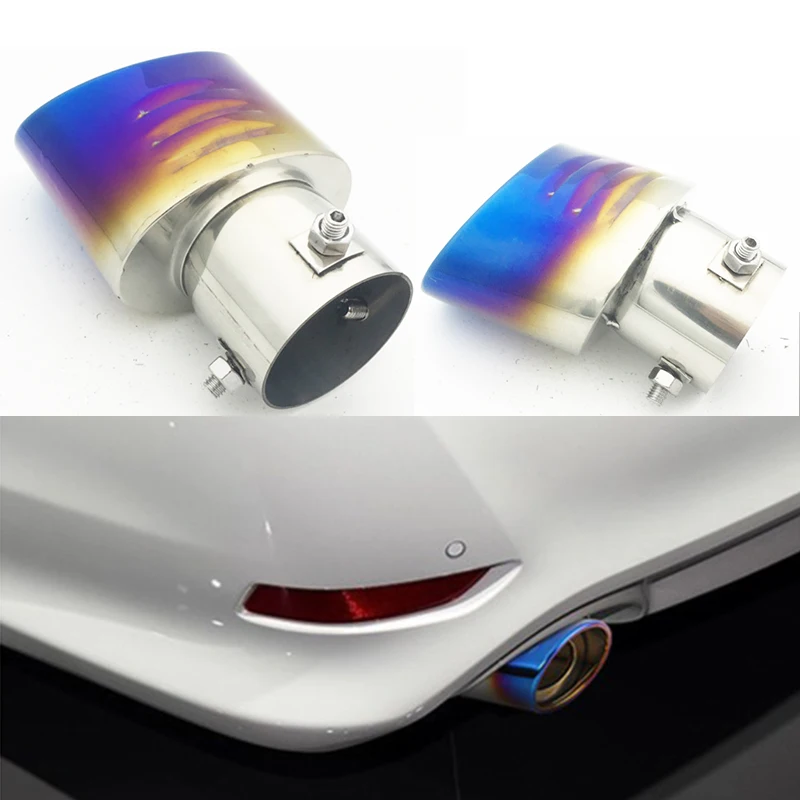 

1X Universal Chrome Stainless Steel Car Exhaust Tip pipe For VW For Toyota For Honda For Subaru For Mitsubishi