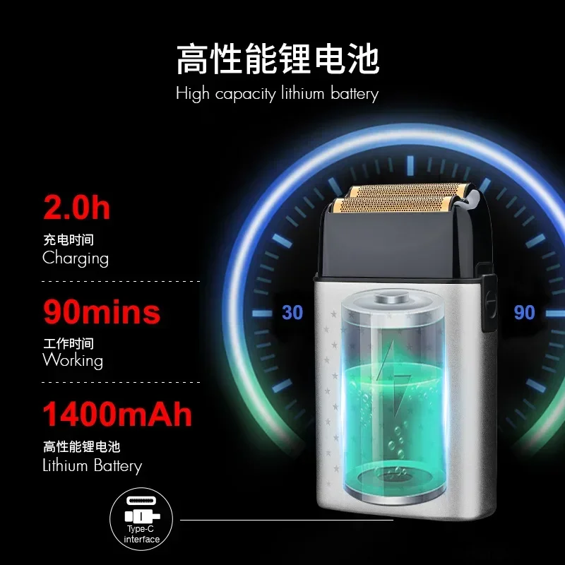 2024 New  Electric Men's Razor Professional Electric Shaver WMARK NG-998 Stainless Steel Etched Titanium Two-blade Razor 5