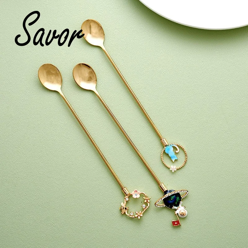 

Stainless Steel Teaspoons Forks Creative Wreath Spoon Mirror Polishing Tableware Dining Tool Christmas Kitchen Supplies