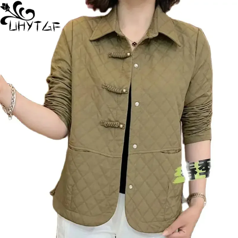 

High End Cardigan Jacket Woman Middle Aged Mom 2024 Spring Autumn Coat Long Sleeved Shirt Collar Westernized Casual Short Top