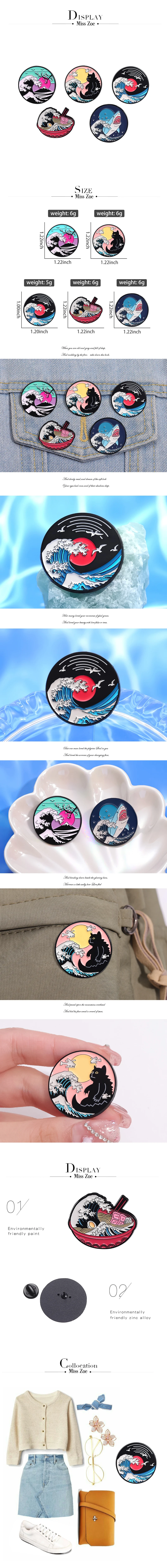 Tier Surfen Emaille Pins benutzer definierte Ozean Spray Ölgemälde Serie Broschen Revers Abzeichen Cartoon Tiers chmuck Geschenk für Freunde – Detail 1