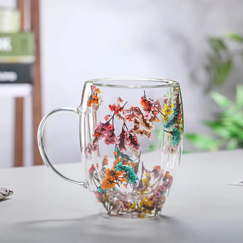 Petal Fancy Dried Flowers Double Wall Glass Mugs – Terra Powders