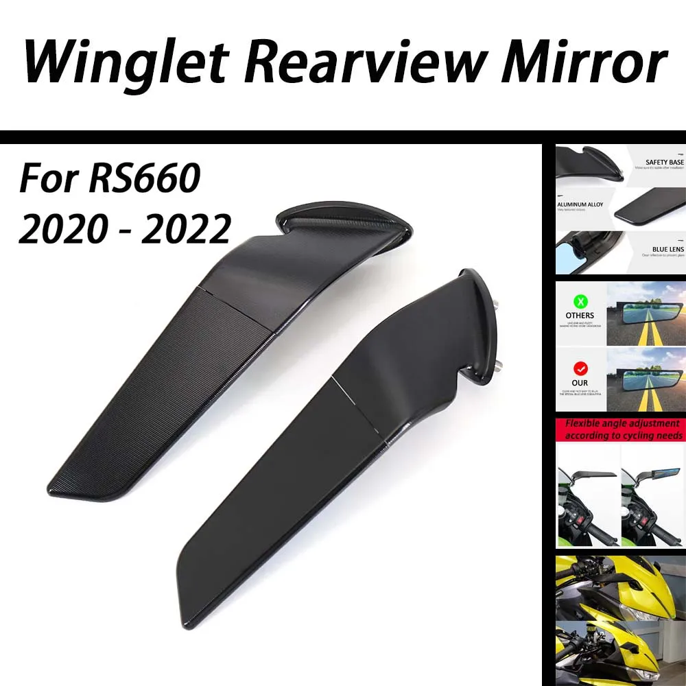 

For Aprilia RS660 2020 2021 2022 Mirrors Stealth Mirrors Sports Winglets Mirror Kits Adjustable Mirrors Motorcycle Wing Mirrors