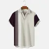 Contrast Stripe Print Tops Summer Fashion Men's Short-sleeved Shirts Casual Business Shirts Daily Street Tops Oversized T-shirts 3