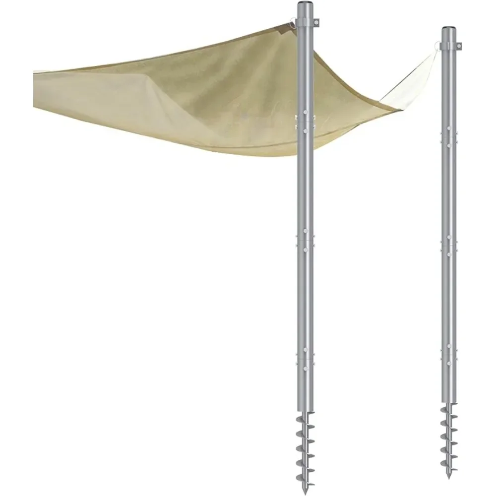 

2 Pack Heavy Duty Sun Shade Sail Poles With D-Clamps Awnings Shelter Screw in Silver Metal Pole Freight Free Tarpaulin Shed Tarp