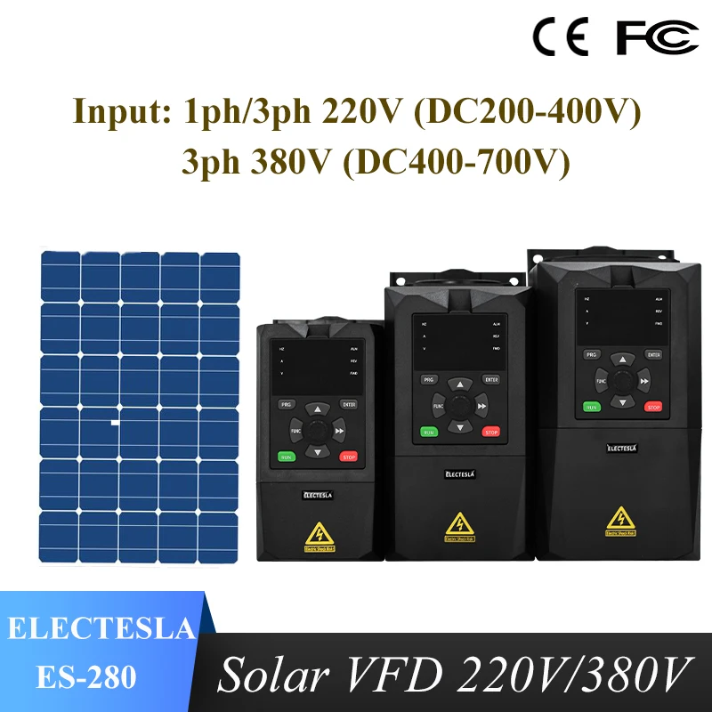 พลังงานแสงอาทิตย์ VFD 220V 0.4KW-3.0KW อินพุต 1 เฟส DC200V-400V เอาต์พุต 3 เฟส 220V มอเตอร์ควบคุมความเร็วอินเวอร์เตอร์ไดรฟ์ความถี่ 1