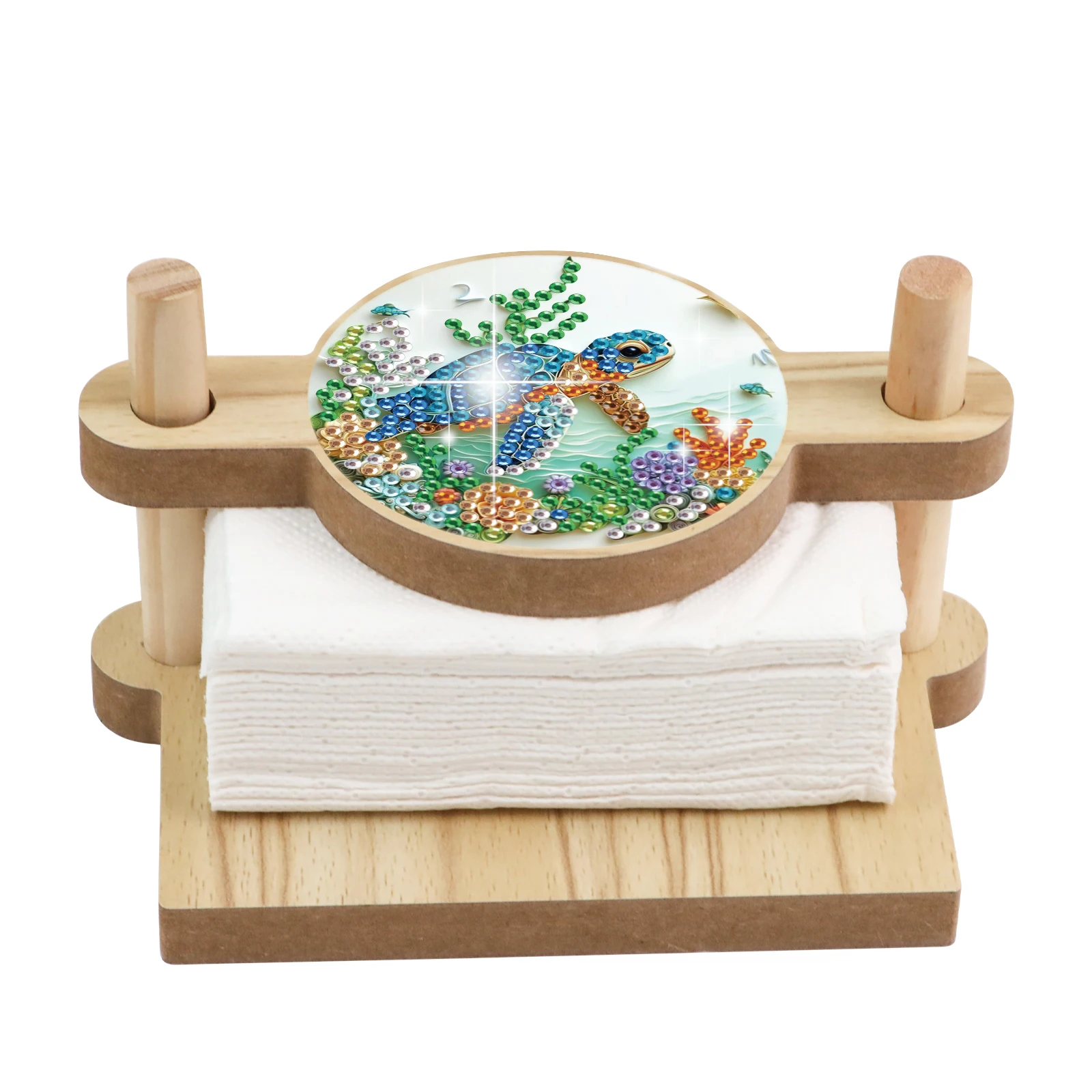 Elmas Boyama Mendil Tutucu Kitleri, Deniz Kaplumbağası El Yapımı Elmas Sanatı Desenli Mendil Tutucu Kitleri, Masaüstü Dekorasyonu için Yaratıcı Hediyeler