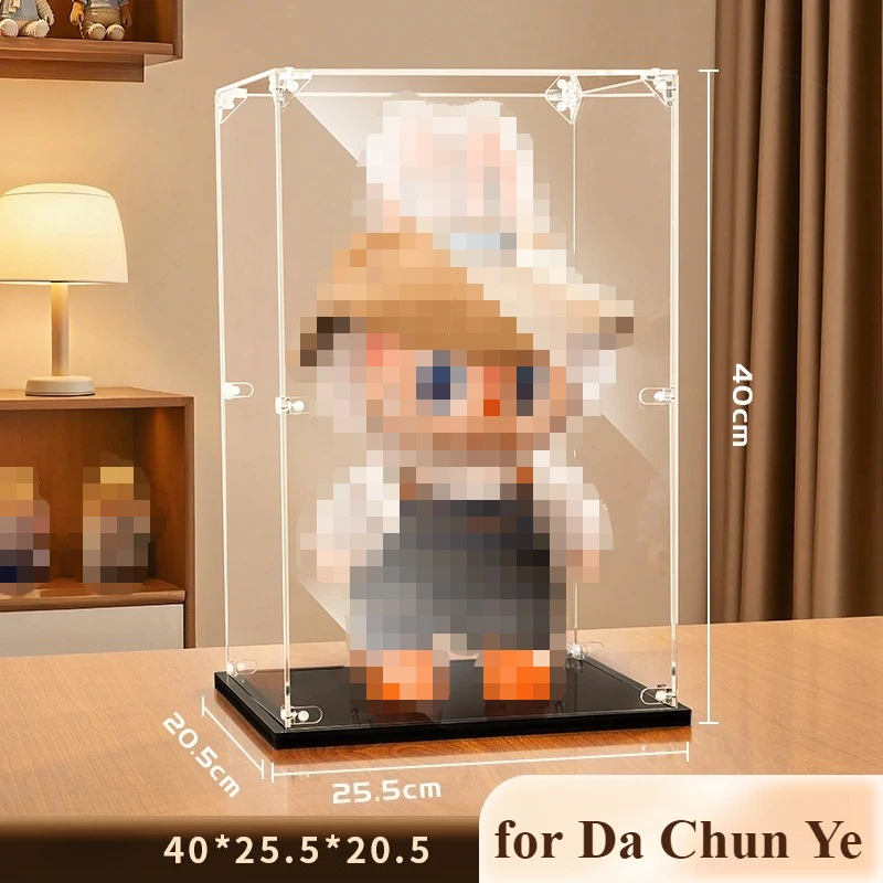 Eary Transparent Display Box for Labubu Acrylic Storage Cabinet Dustproof for Mokoko for Space Molly 400% for Chess King No Doll