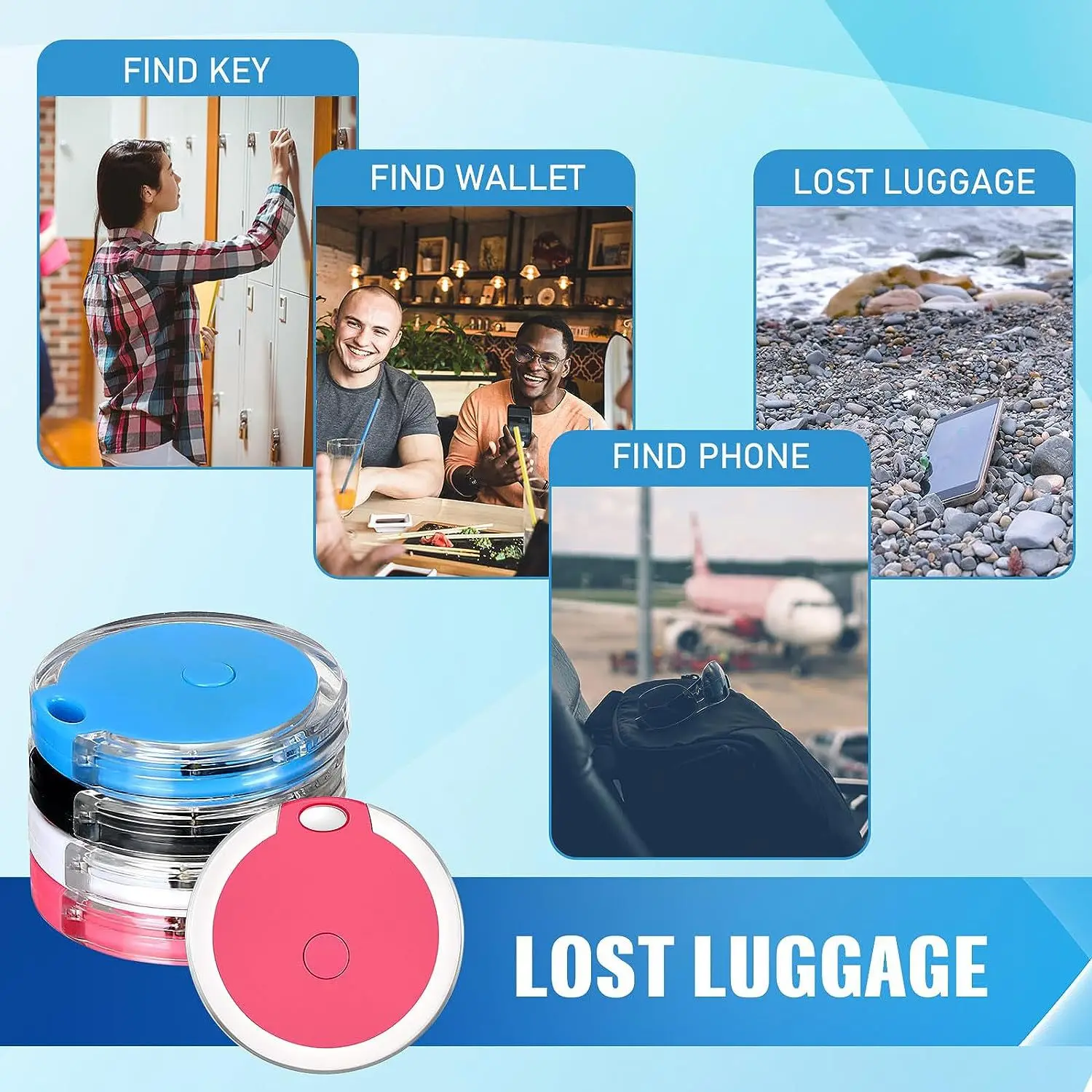 Round smart anti-loss device Keychain tracker Locator Bag Finder Bluetooth pet tracker