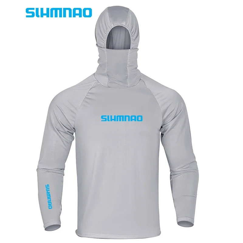 Men's Fishing Suit, Summer UV Protection and Sun Protection Suit, Quick Drying Cycling Mask, One Piece Long Sleeved Shirt