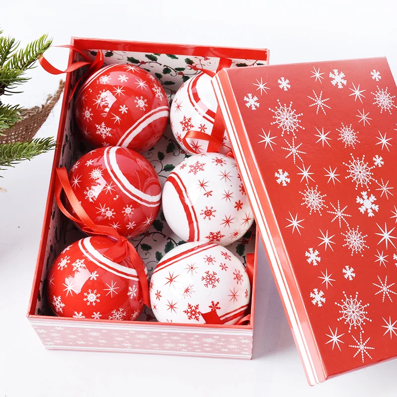 

Christmas Decorations Scene Layout Gift Decorations Pendant Diy 75mm Red And White Snowflake Memory Ball Sticker