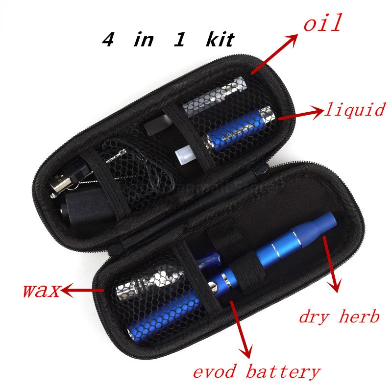 

Electronic Cigarette Vape Pen Smoke Evod 4 in 1 Vaporizer Kits For Wax Dry Herb Thick Oil Cartridge Vapor Vapes Shiasha Hookah